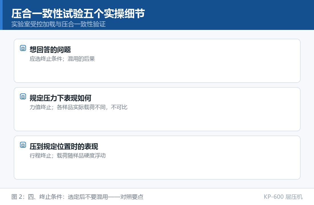 KP-600 层压机：压合一致性试验五个实操细节：四、终止条件：选定后不要混用对照要点