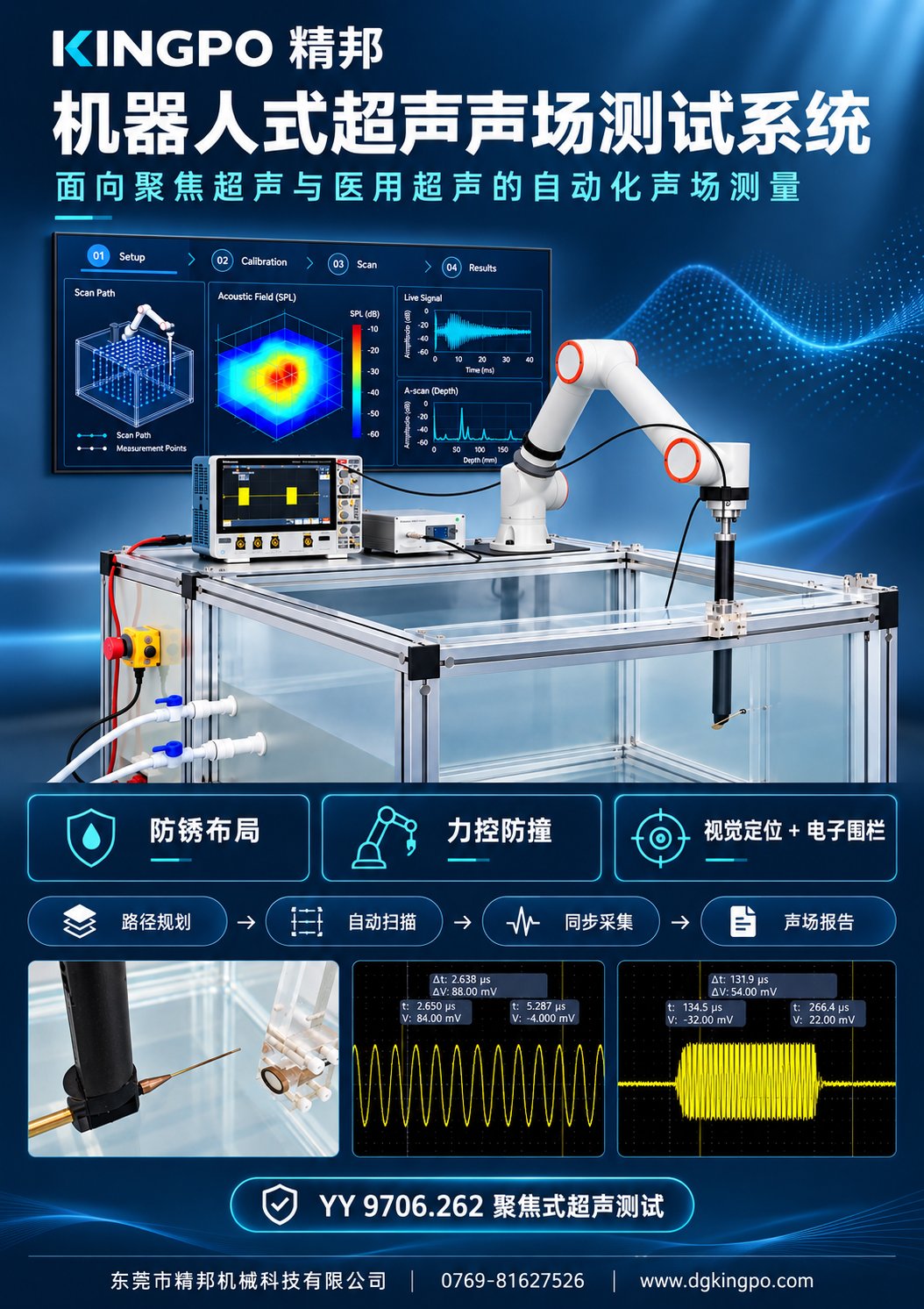 试验机 机器人超声声场测试系统科技海报