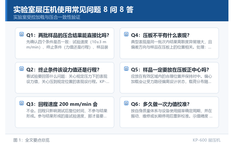 实验室层压机使用常见问题 8 问 8 答：压板平行度与力值校准